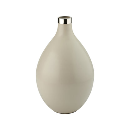 Vase SAIGON L in sandstone/ silber bauchig 40 cm
