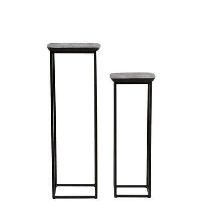 Column set QUENZA black acacia wood 30x30x80+35x35x100 cm