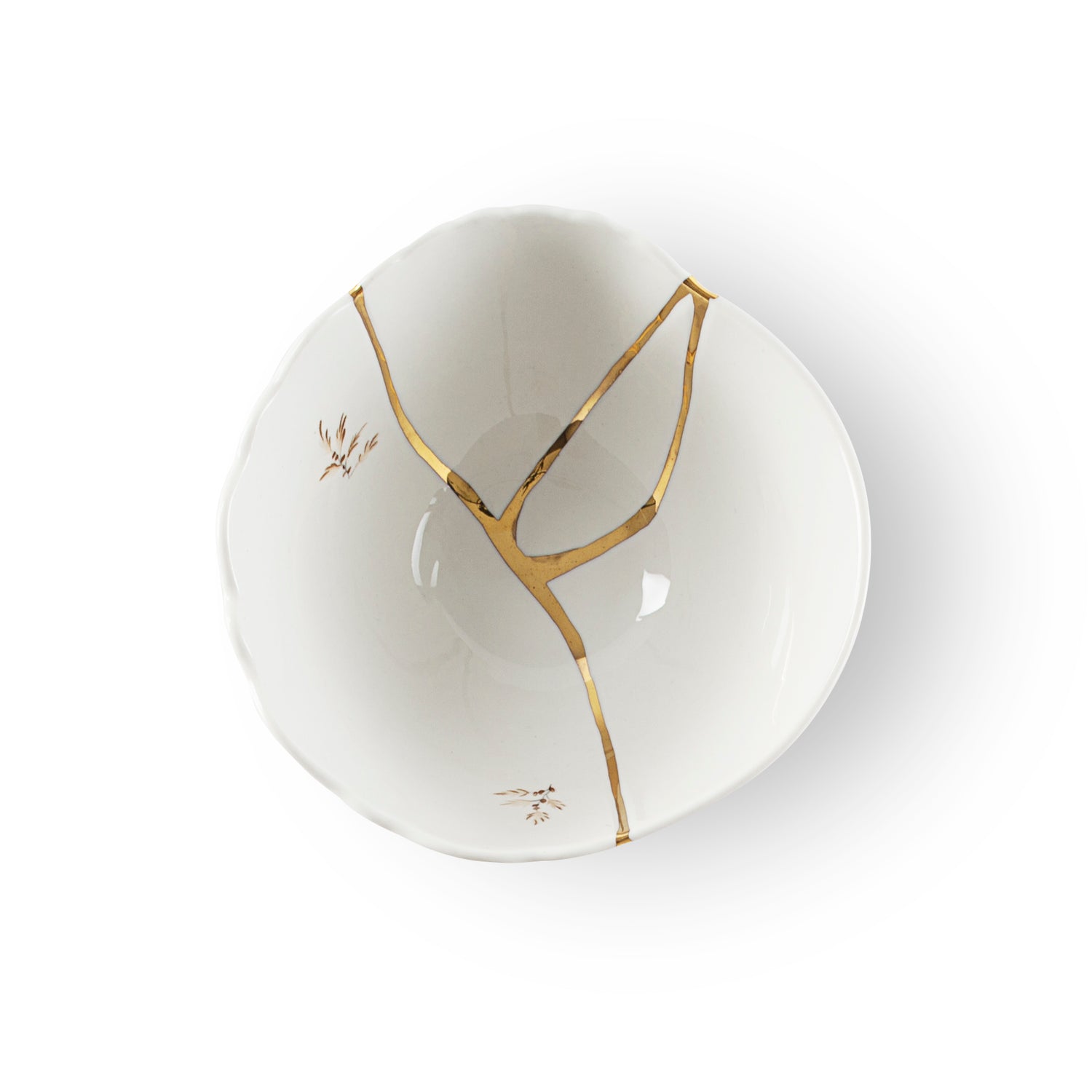 Porzellan Salatschüssel Kintsugi mit goldenen Fragmenten