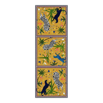 Seidenschal, ocker-gelb, mit Dschungel-Motiv