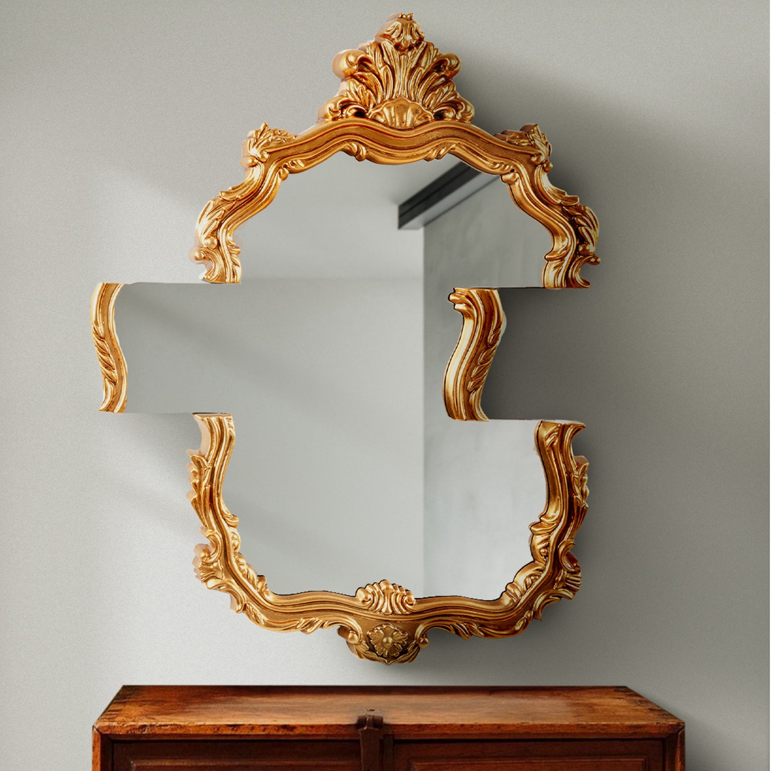 Tetris Mirror von Seletti – kunstvoller Spiegel mit goldener Verzierung