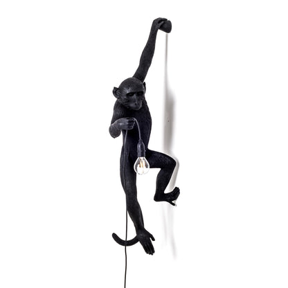 Seletti Monkey Lamp Black Hanging Version Left – schwarze Hängelampe in Affenform
