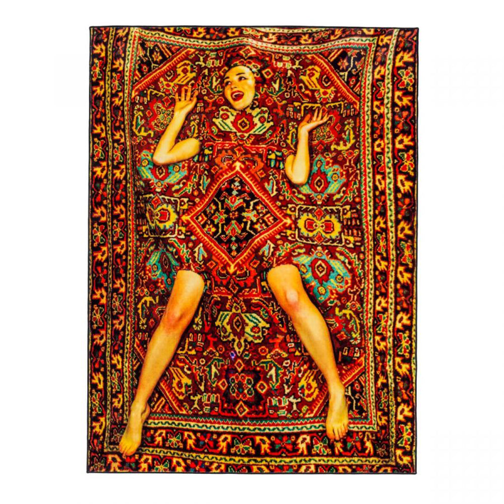 Teppich LADY ON CARPET in blau und rot von Seletti