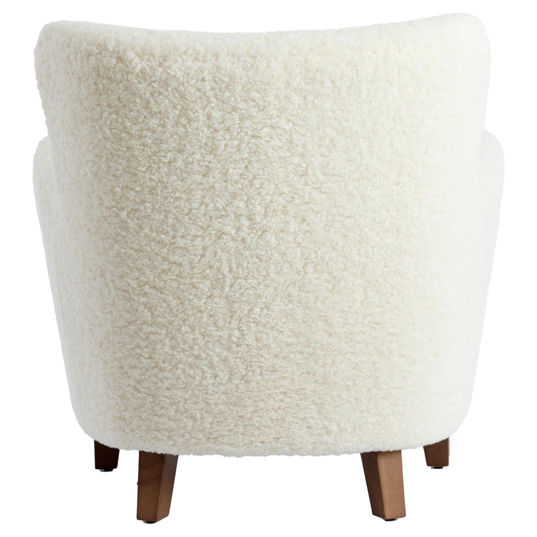 Gemütlicher Lounge-Sessel mit flauschigem Stoff in Cremeweiß