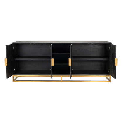 Sideboard BLACKBONE GOLD in schwarz rustikal mit offenen Türen