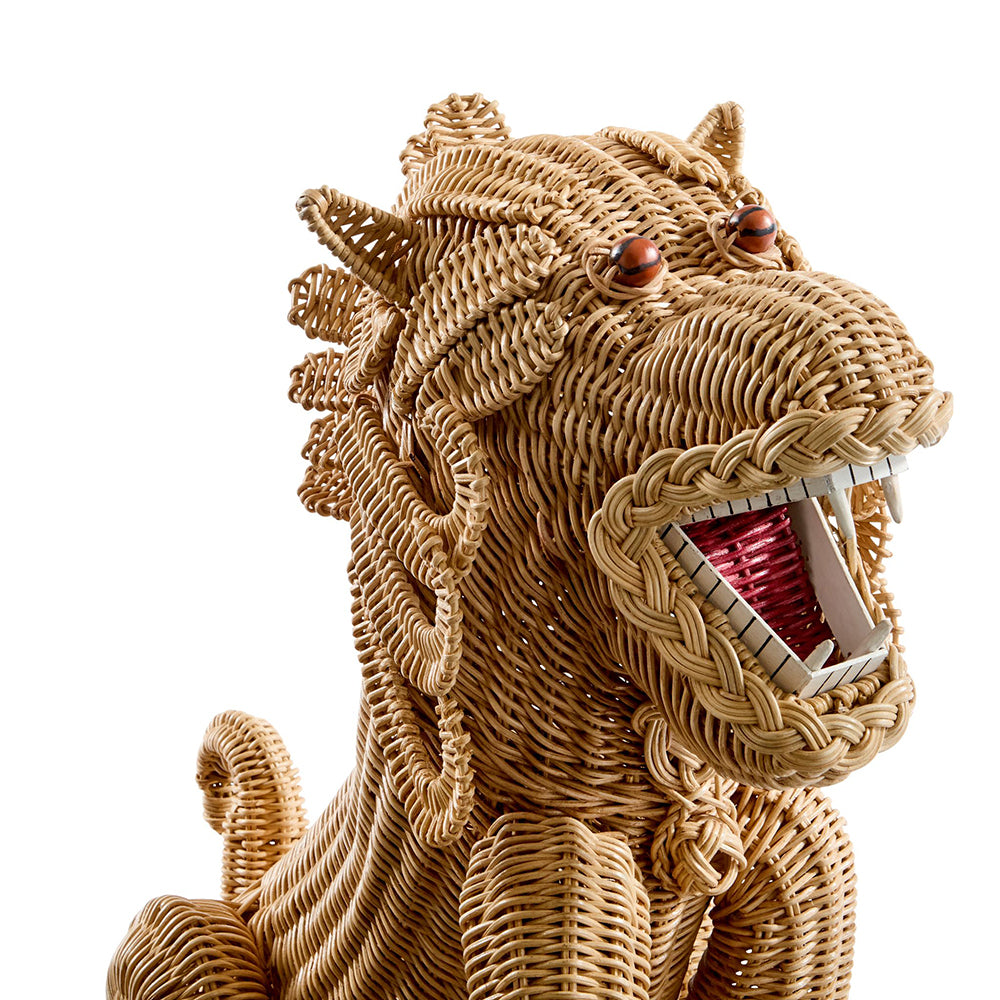 Skulptur WICKER FOO DOG natur Rattan von Jonathan Adler