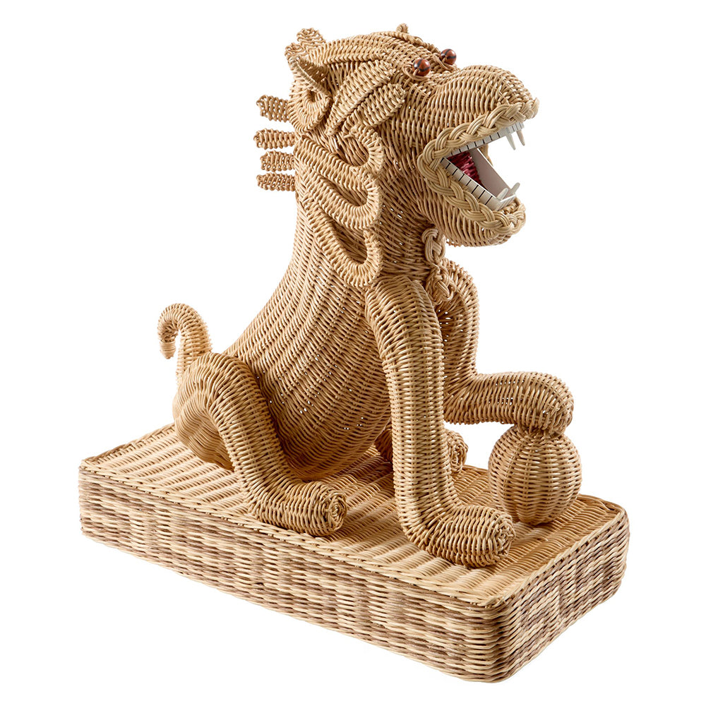 Skulptur WICKER FOO DOG natur Rattan von Jonathan Adler