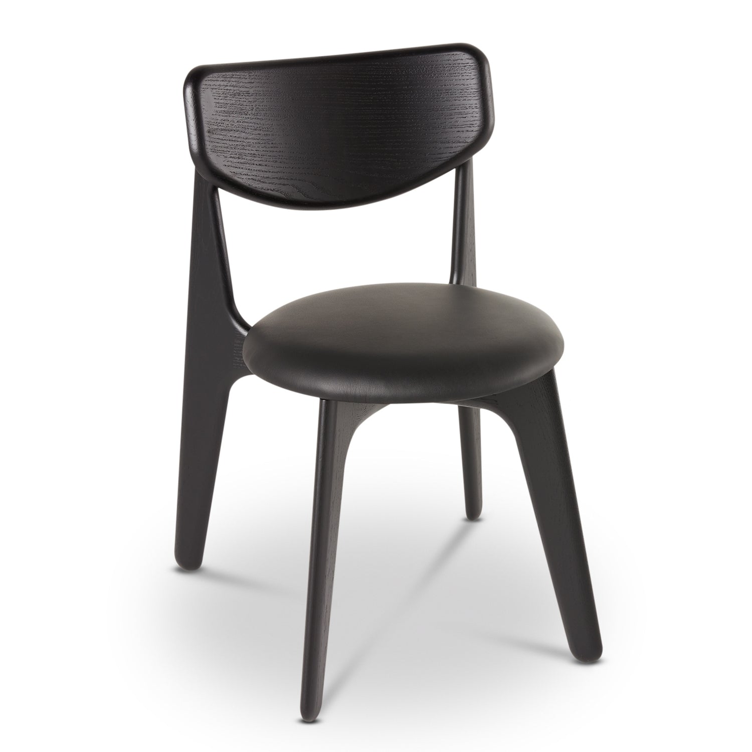 Slab Dining Chair – Black Brushed Oak &amp; Black Leather