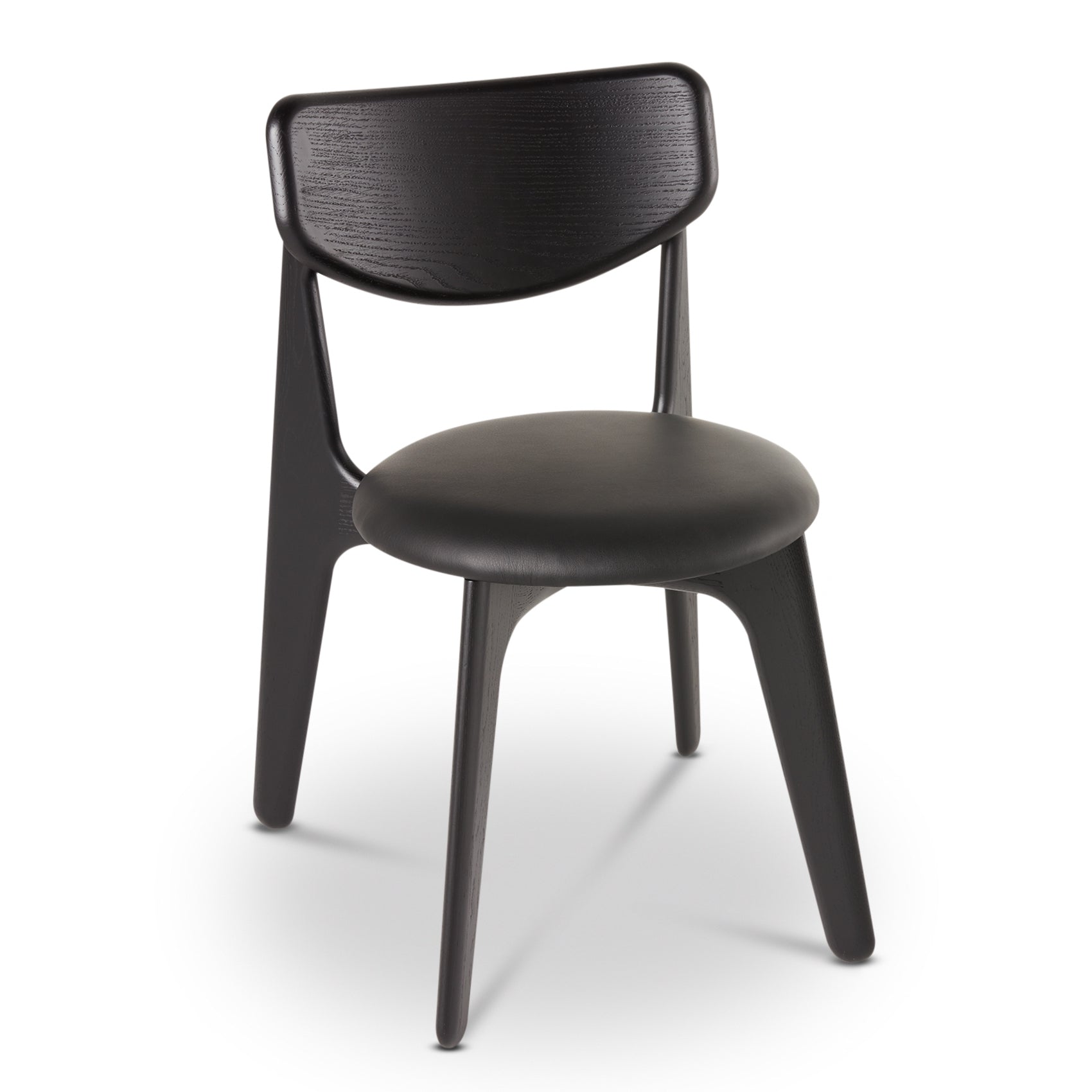 Slab Dining Chair – Black Brushed Oak &amp; Black Leather