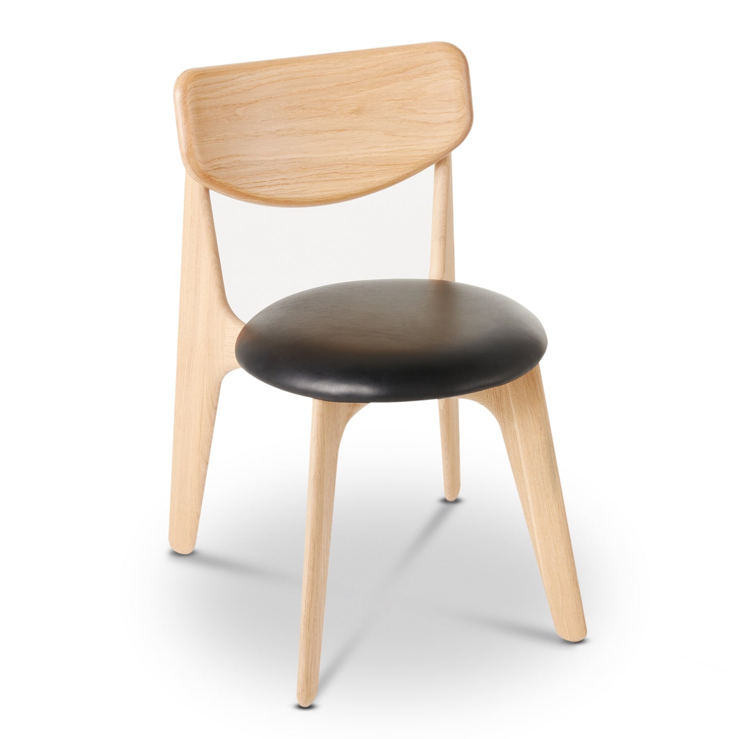 Slab Dining Chair – Natural Brushed Oak &amp; Black Leather