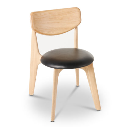 Slab Dining Chair – Natural Brushed Oak &amp; Black Leather