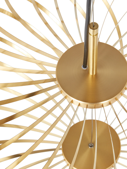 Spring Small Expandable Pendant Light von Tom Dixon im minimalistischen Interior, warmes LED Licht durch flexible Metallstruktur
