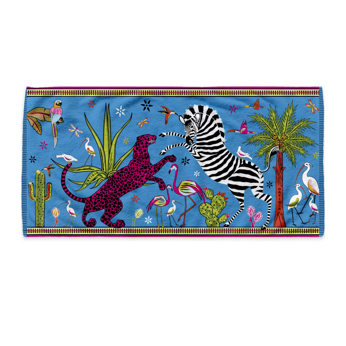 Strandtuch JUNGLE Design in blau