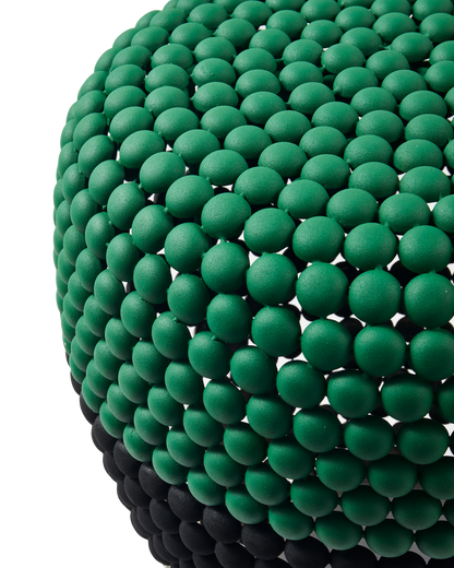 Striped Dot Stool – Design Hocker aus Metall mit Kugelstruktur in Grün/Schwarz/Gold