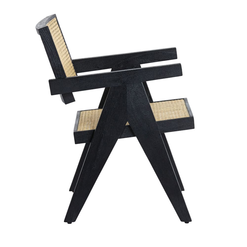 Stuhl MORAZAN schwarzes Akazienholz Wiener Geflecht 56x53x79 cm