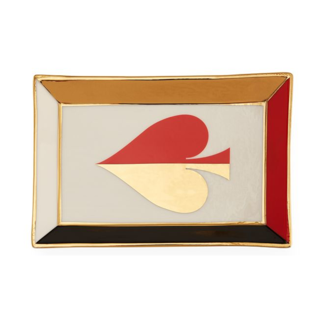 Dealer’s Choice Tablett in Weiß, Rot und Gold.