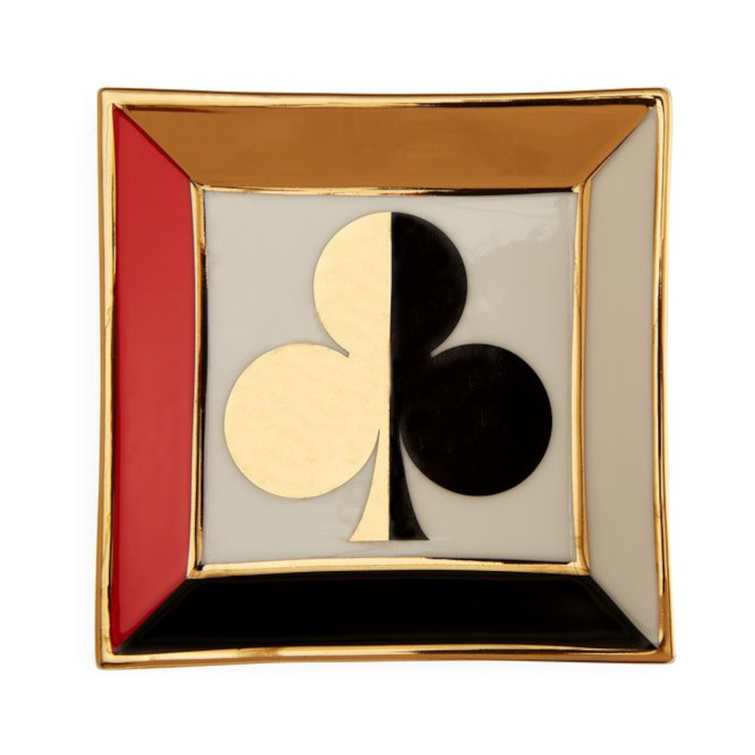 Dealer’s Choice Tablett in Weiß, Rot und Gold.