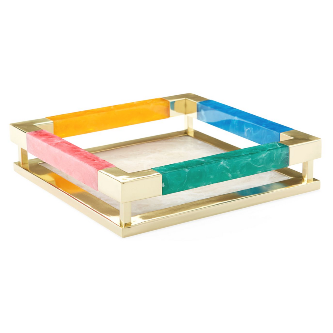 Elegantes und farbiges Acryl-Tablett MUSTIQUE von Jonathan Adler für moderne Innenräume.
