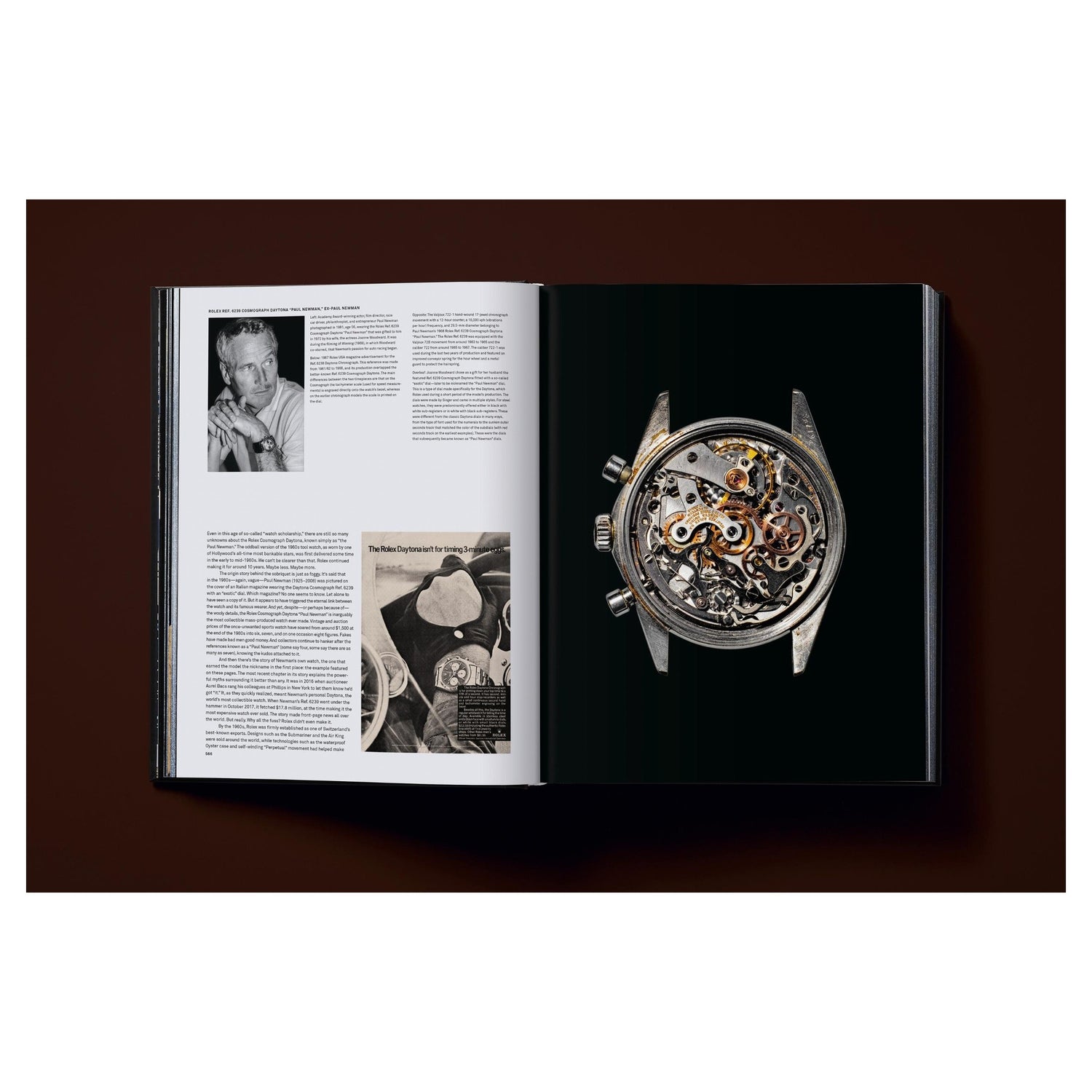 Hochauflösende Nahaufnahme einer Vintage-Uhrseite aus dem Buch.