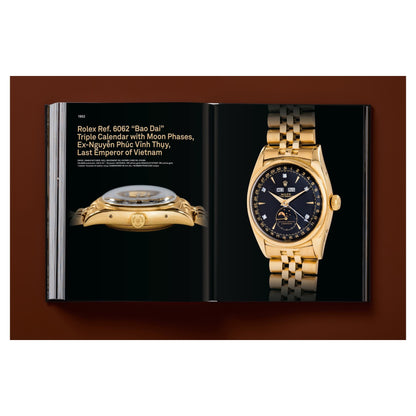 Großformatiges Uhren-Sammlerwerk mit realistisch dargestelltem Chronographen auf dem Umschlag.