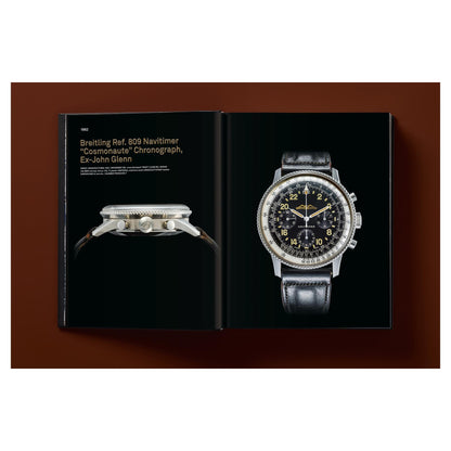 Premium-Bildband mit goldfarbener Uhrengrafik und schwarzem Hardcover.