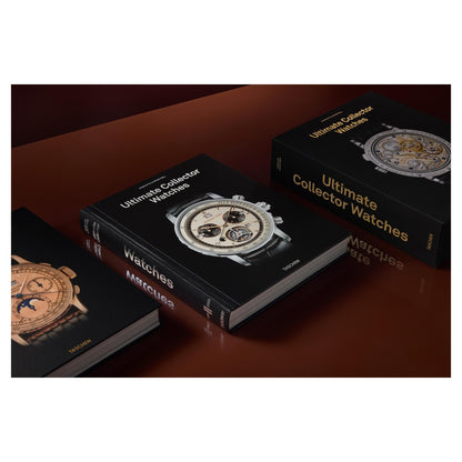Luxuriöse Buchausgabe über seltene Zeitmesser mit detaillierter Cover-Illustration.