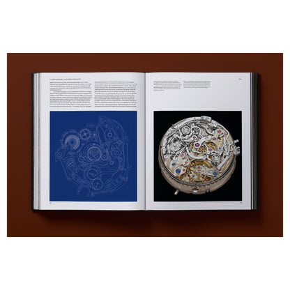 Ultimate Collector Watches Buch mit fein gedrucktem Chronographen-Motiv auf dem Einband.