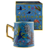 Blaue Keramiktasse mit Zebras, Panther und Pflanzenmotiv