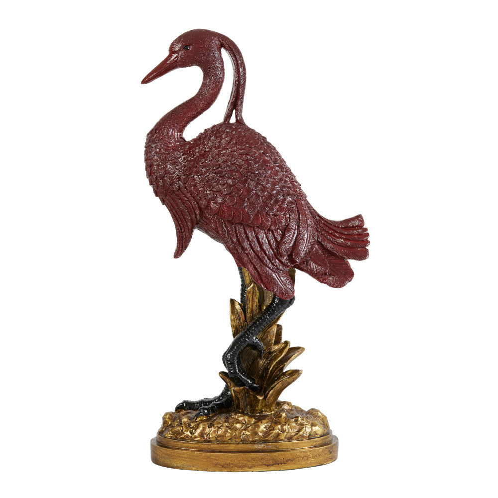 Tierfigur CRANE antik bronze/ burgunder