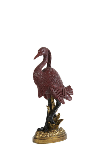 Tierfigur CRANE antik bronze/burgunder 27x13,5x51,5cm