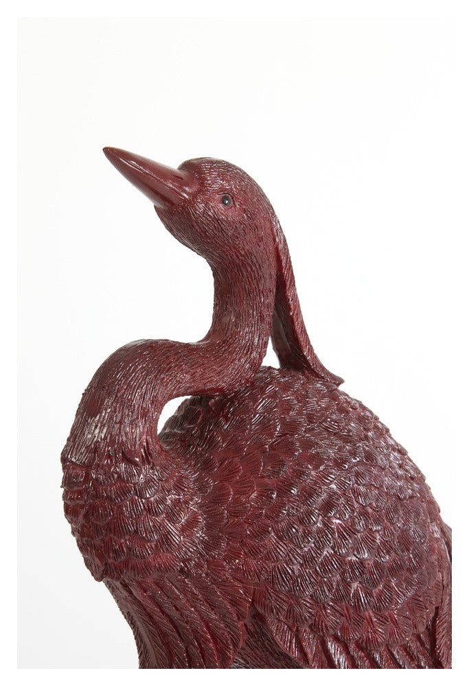 Tierfigur CRANE antik bronze/ burgunder 21,5x12x40cm