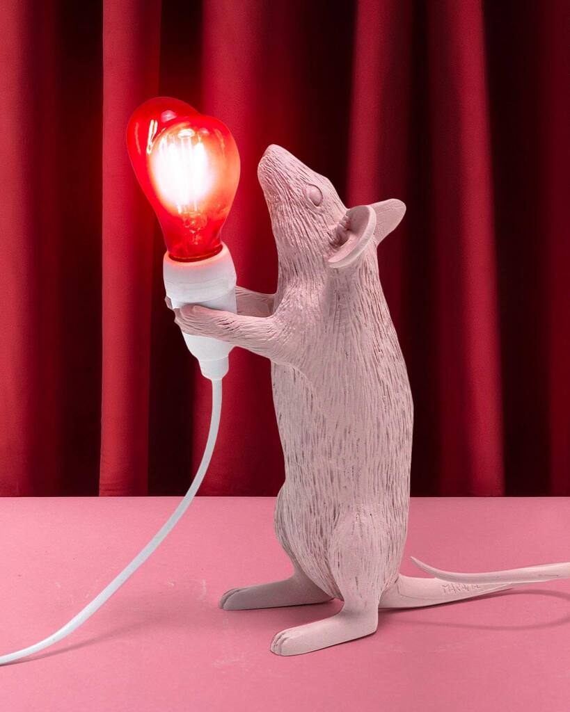 Tischampe MOUSE LOVE, liebevolle Maus mit Herz als Glühbirne von Seletti