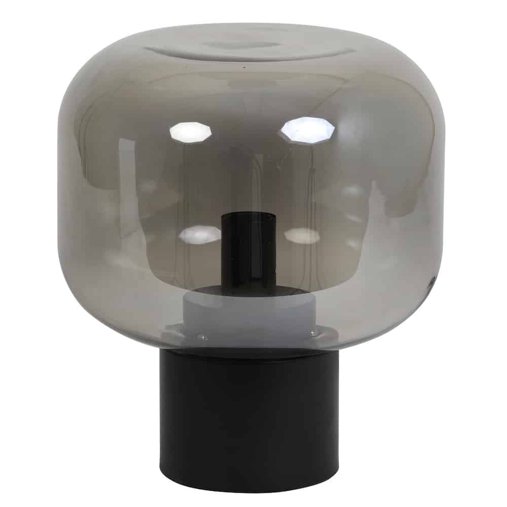 Tischleuchte matt schwarz, smoke grau