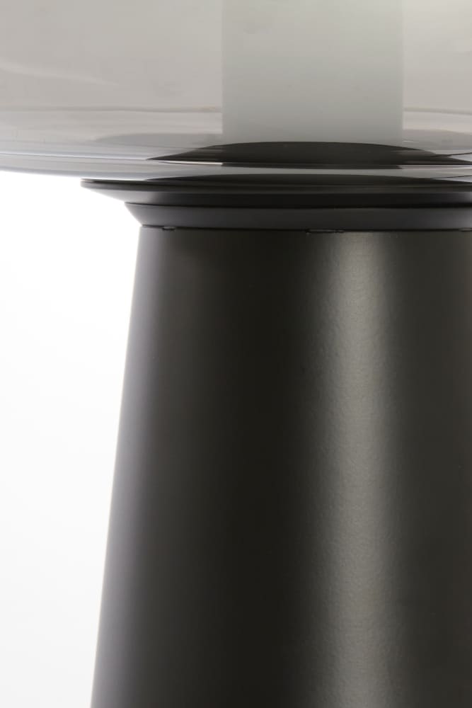 Tischleuchte MISTY  Rauchglas grau und matt schwarz Ø30x46cm
