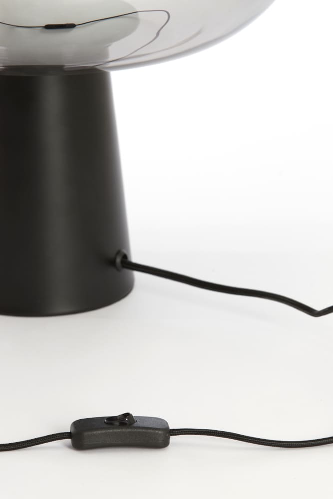 Tischleuchte MISTY  Rauchglas grau und matt schwarz Ø30x46cm