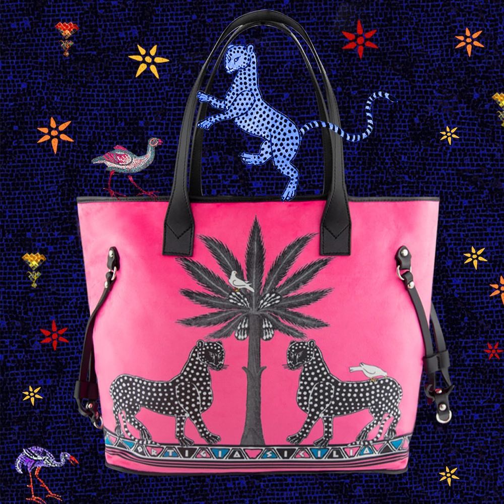 Handtasche Velvet Tote Gattopardo Pink