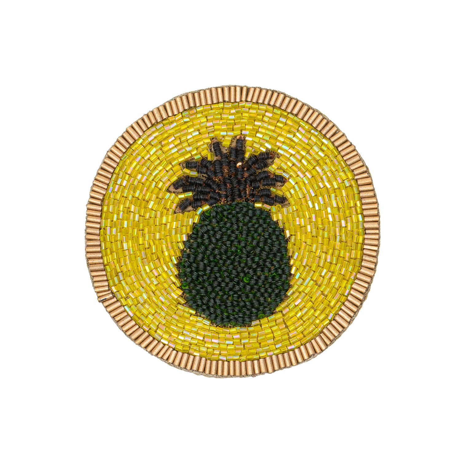 Untersetzer &quot;Pineapple&quot; – handbestickt mit Glasperlen von Joanna Buchanan