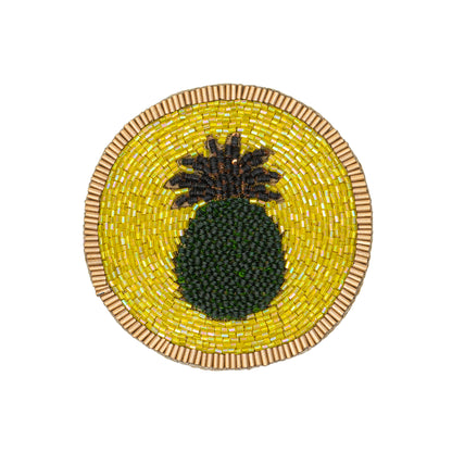 Untersetzer &quot;Pineapple&quot; – handbestickt mit Glasperlen von Joanna Buchanan