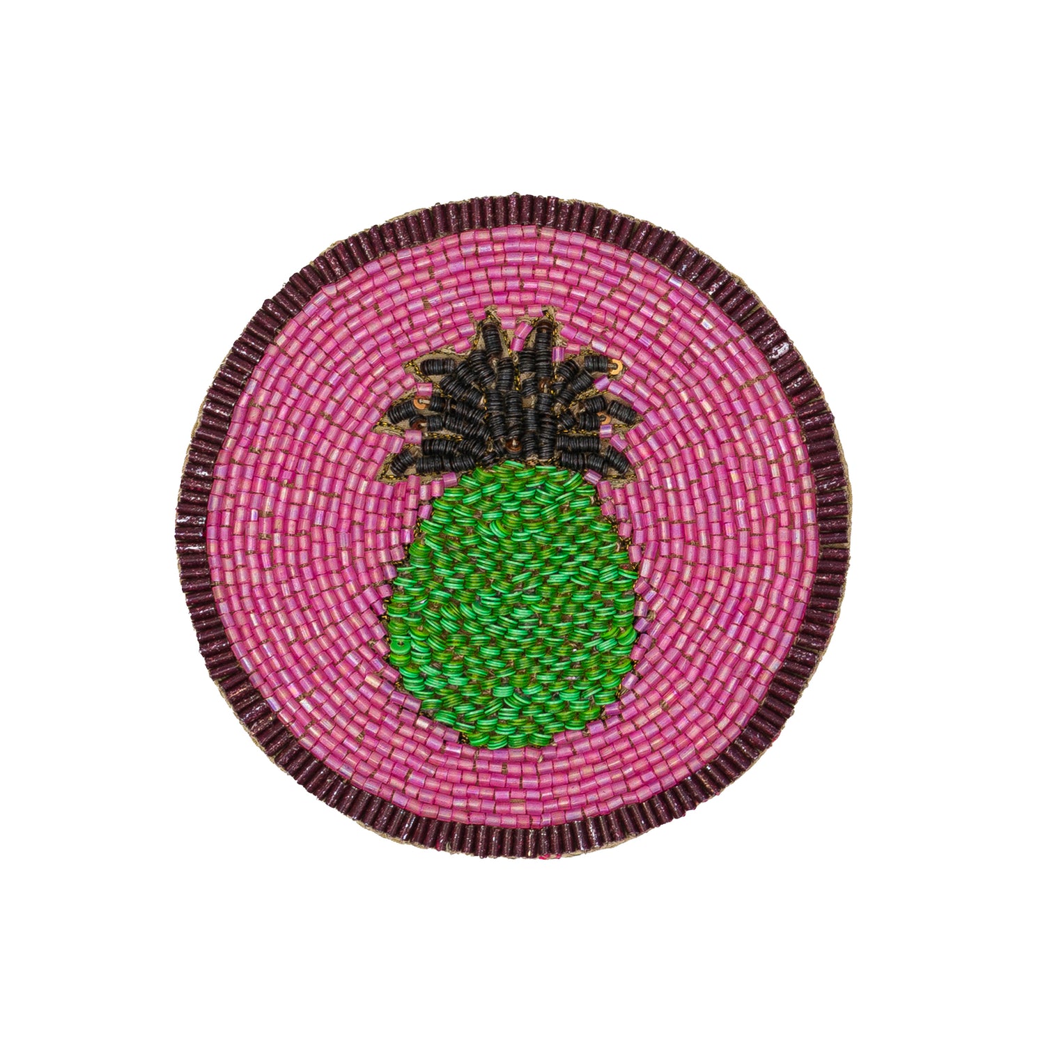 Untersetzer &quot;Pineapple&quot; – handbestickt mit Glasperlen von Joanna Buchanan