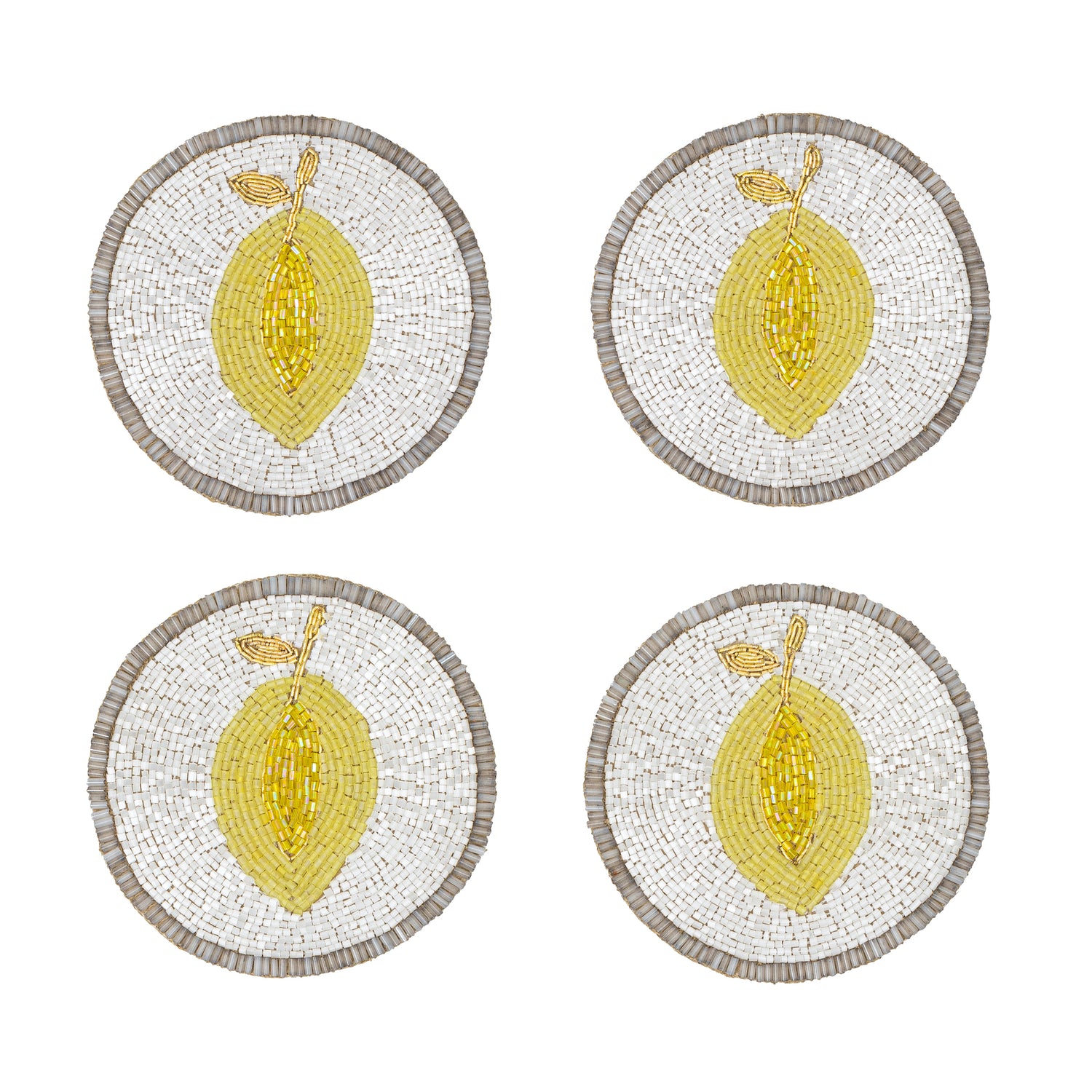 Untersetzer &quot;Lemon&quot; – handbestickt im 4er-Set von Joanna Buchanan