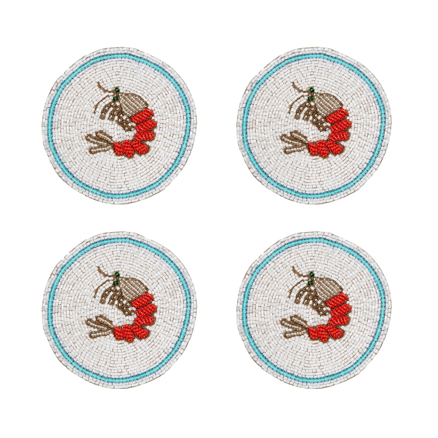 Untersetzer &quot;Shrimp&quot; – handbestickt im 4er-Set von Joanna Buchanan