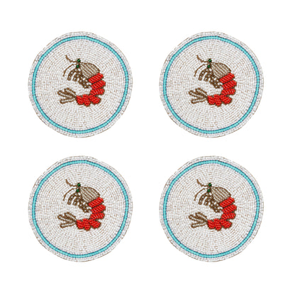 Untersetzer &quot;Shrimp&quot; – handbestickt im 4er-Set von Joanna Buchanan