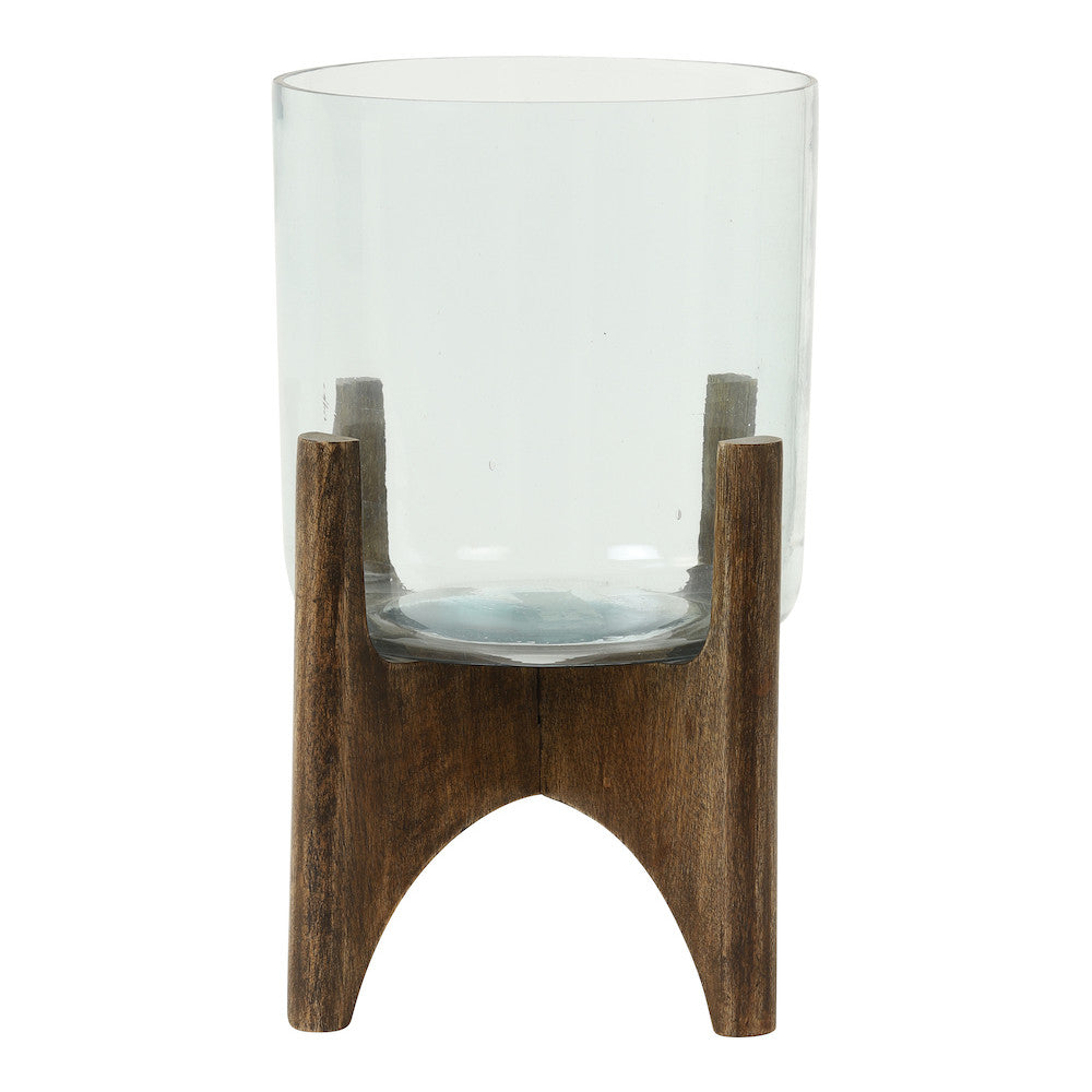 Vase JACE - Glas auf Holzfuss