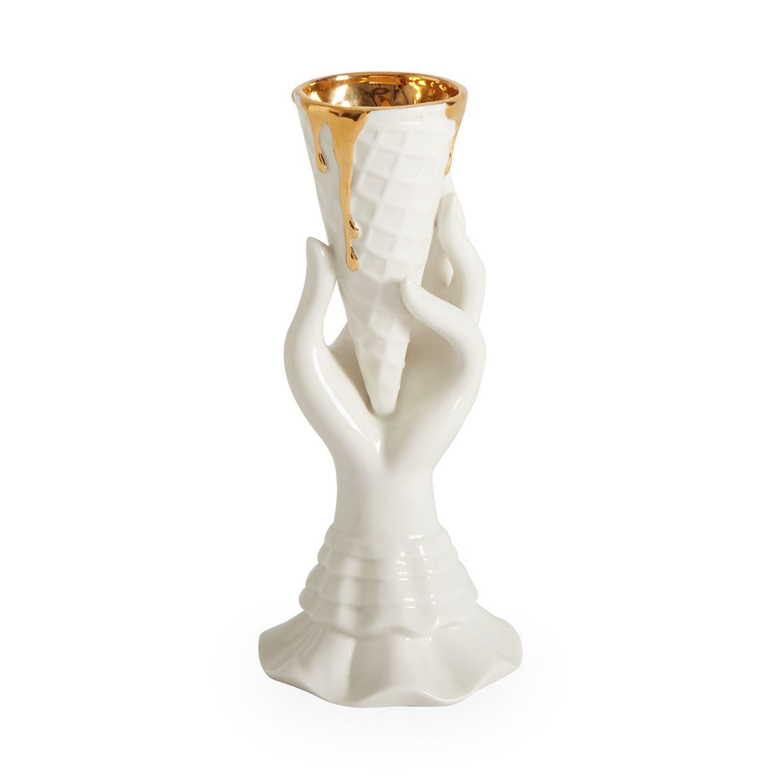 Gilded I-Scream Vase aus Porzellan, vergoldet