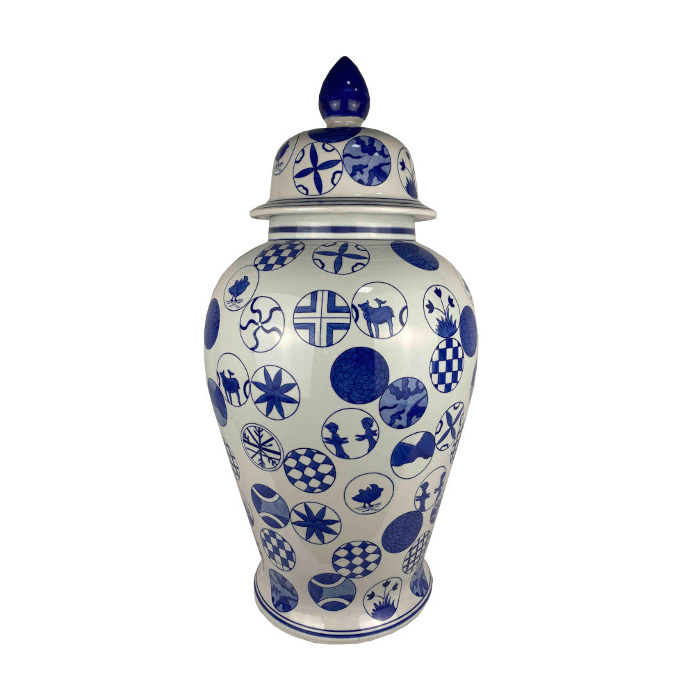 Deckelvase JAR BLUE CIRCLES