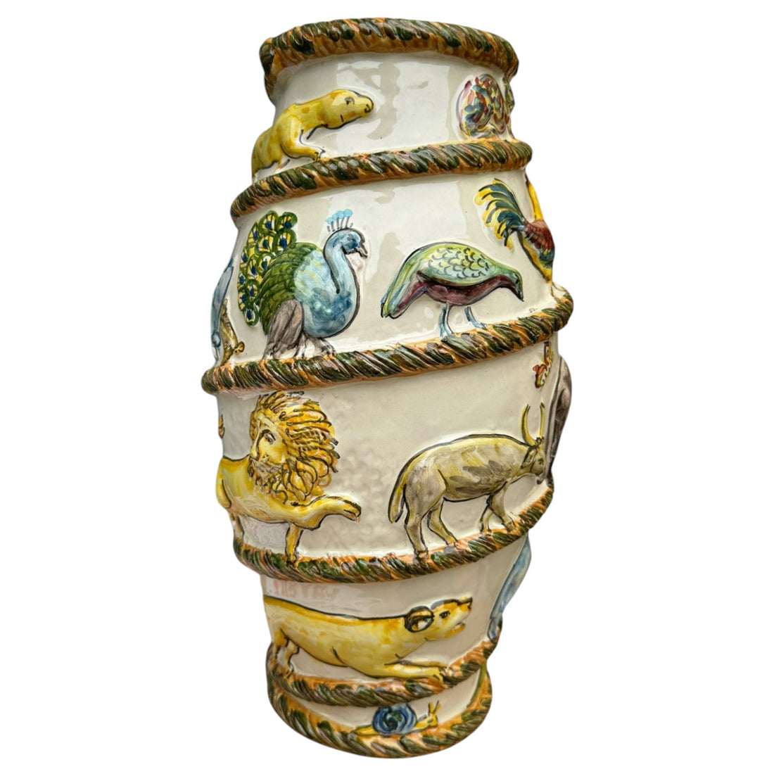 Les Ottomans Vase „Menagerie Savana“ – handgefertigte Keramikvase mit Tierrelief