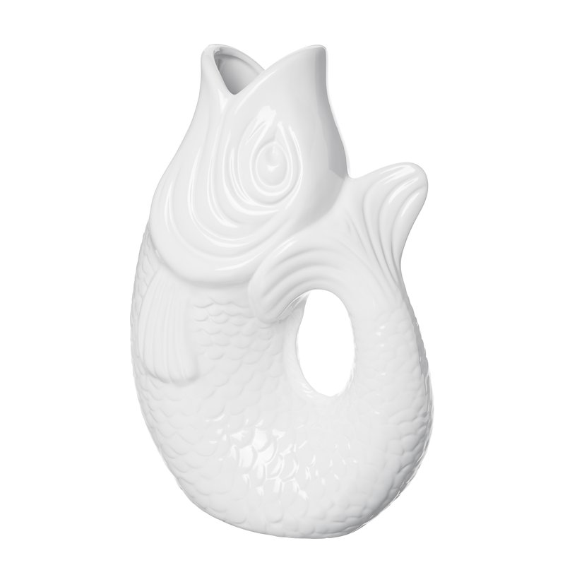 Vase MONSIEUR CARAFON Fisch weiss- 21x12x31cm 2,7l