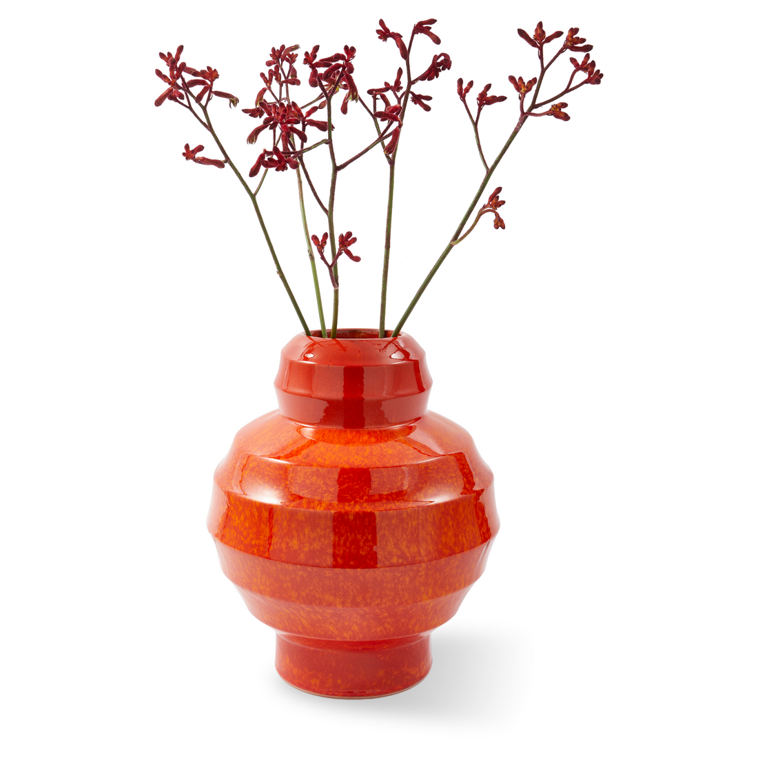 Handgefertigter Pflanztopf mit strukturierter Oberfläche in orange