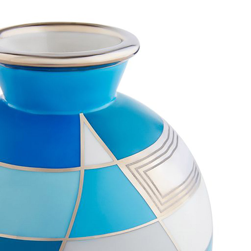 Vase TORINO in blau, silber von Jonathan Adler