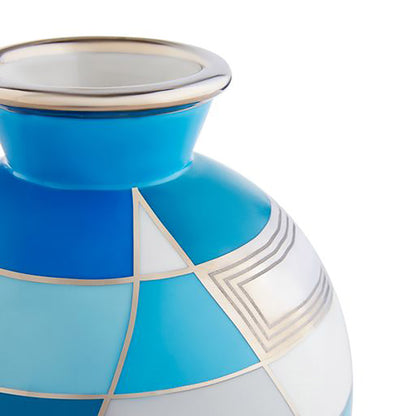 Vase TORINO in blau, silber von Jonathan Adler